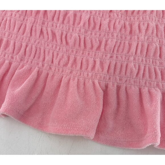 H&M Women’s Smocked Cream Terry Camisole Tube Cropped‎ Top Size L Beach Vacation - Picture 4 of 11